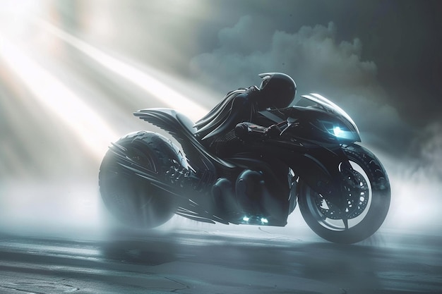 Vector electric motorbike motorcycle with lightning electricity futuristic high speed racing motorcycle