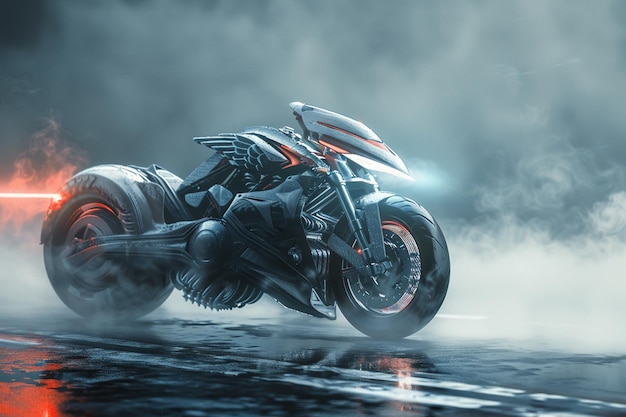 Vector electric motorbike motorcycle with lightning electricity futuristic high speed racing motorcycle