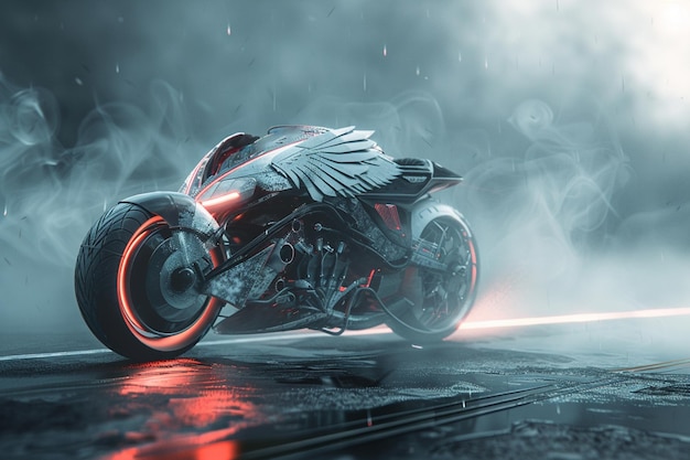 Vector electric motorbike motorcycle with lightning electricity futuristic high speed racing motorcycle