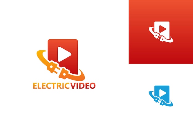 Electric Play Video Logo Template Design Vector, Emblem, Design Concept, Creative Symbol, Icon