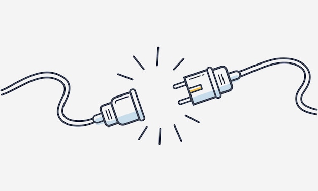 Electric Plug and Socket unplug outline design