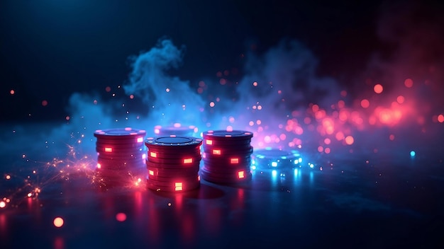 Vector electric poker chips and sparks in dark environment