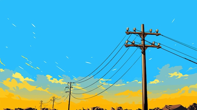 Electric Pole Vector Cable Break Wallpaper Free Image