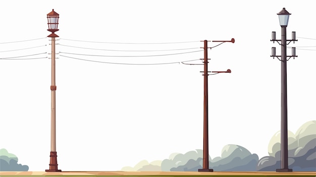 Electric Pole on White Background Vector Illustration