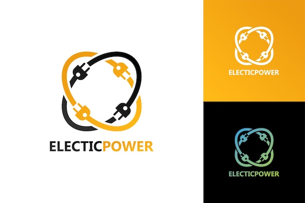 Electric power logo template premium vector