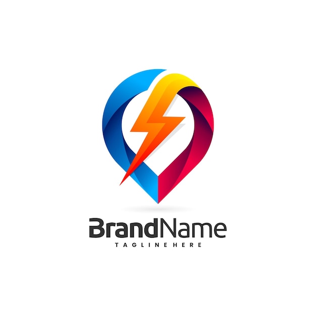 electric power logo with location sign concept