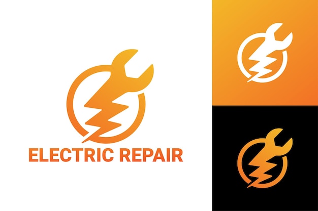 Electric repair logo template premium vector