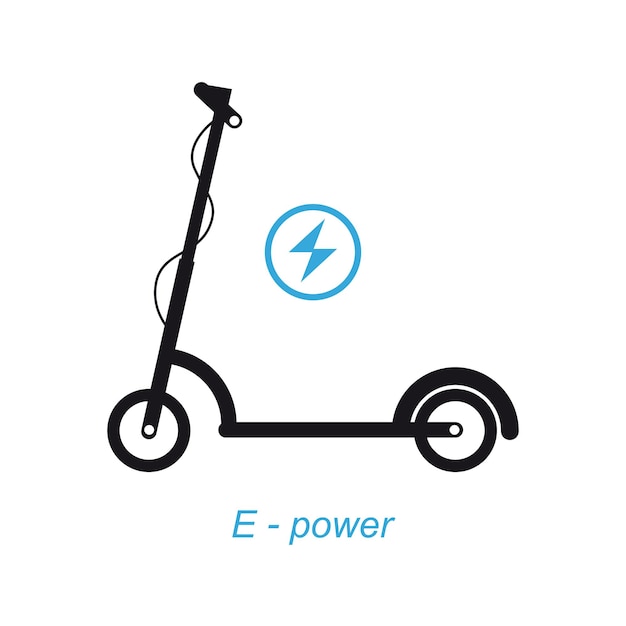 Electric scooter black icon. E-bike in a flat style. Vector illustration isolated.