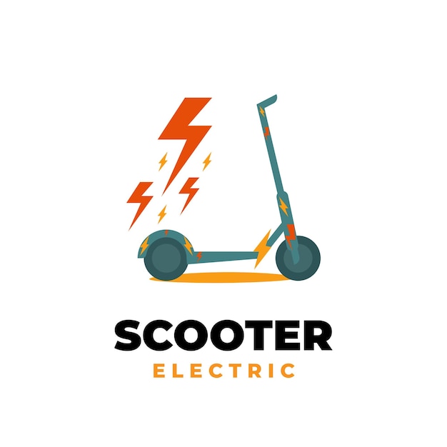 Electric Scooter Illustration Logo with Energy Pattern