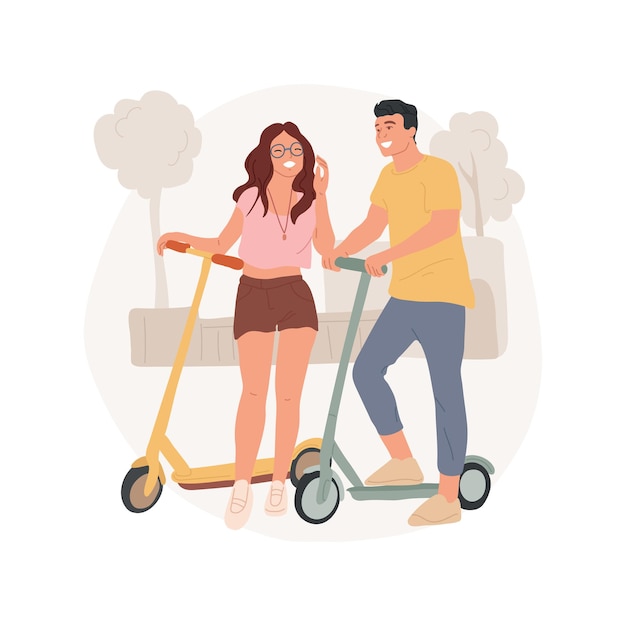 Vector electric scooter isolated cartoon vector illustration