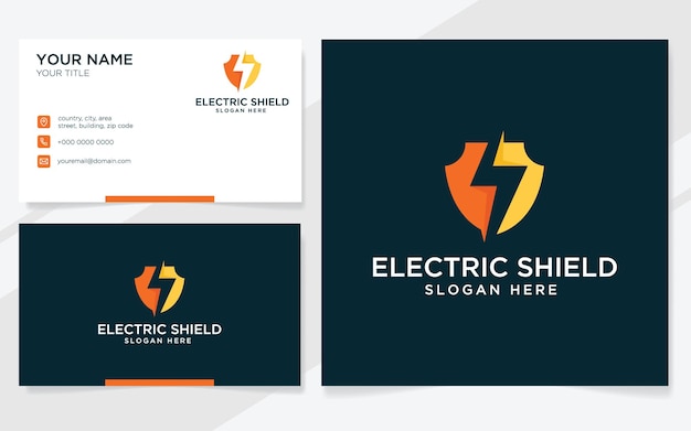 Electric shield logo suitable for company with business card template