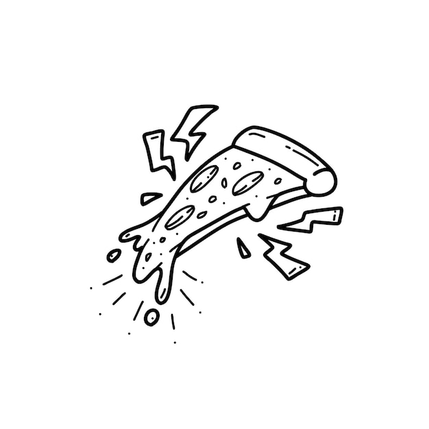 Electric slice of pizza hand drawing illustration doodle