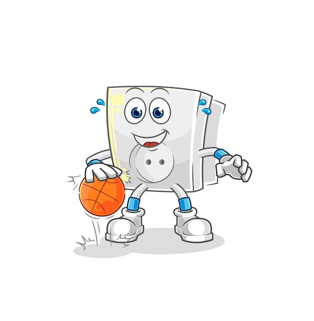 Electric socket dribble basketball character cartoon mascot vector