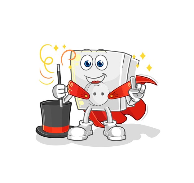 Electric socket magician illustration character vector