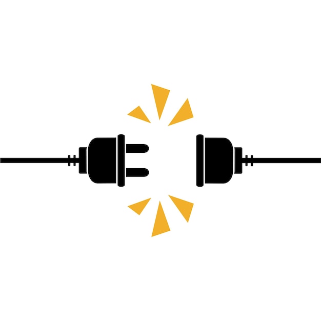 Electric socket with a plug. Connection and disconnection concept. Concept of 404 error connection