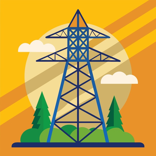 Vector electric tower clipart cartoon illustration drawing