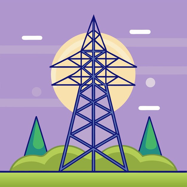 Vector electric tower clipart vector art and illustration