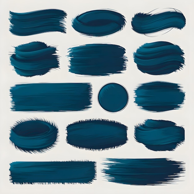 Vector electric ultramarine color abstract ink brush strokes banner texture set