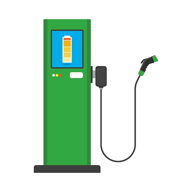 Electric vehicle charging station icon Electric charging station Vector illustration Green energy