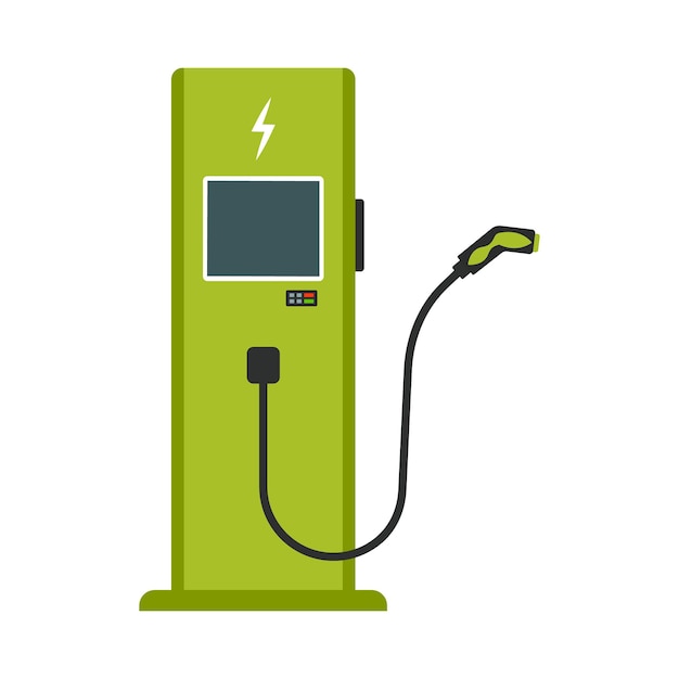 Electric vehicle charging station icon Electric charging station Vector illustration Green energy