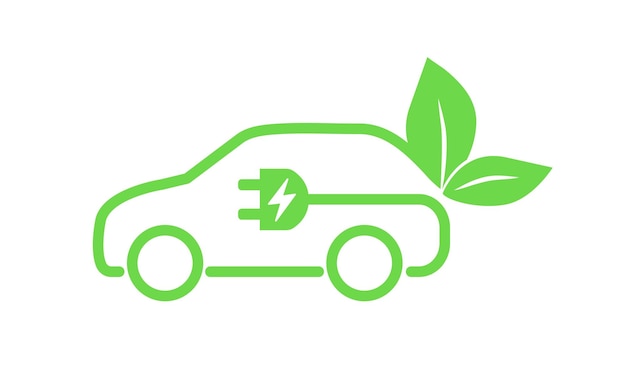 Electric vehicle icon with plug clean green energy concept Vector illustration