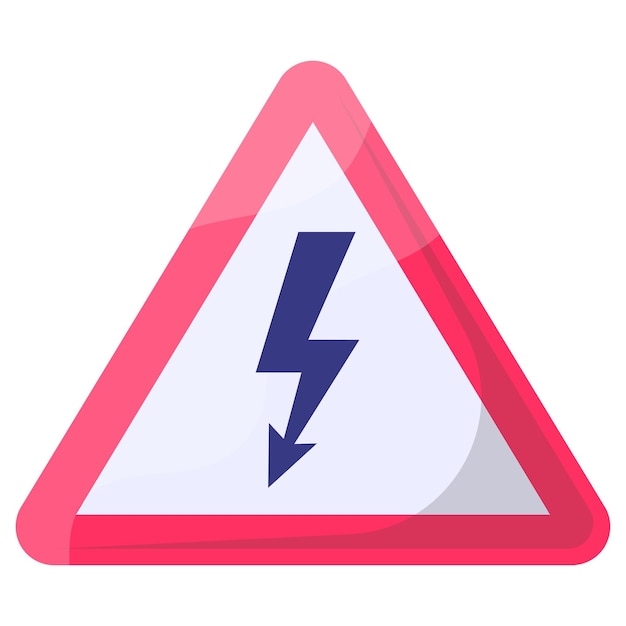 Electrical Danger Red Triangle Concept, High Voltage or thunder bolt Vector  Icon Design