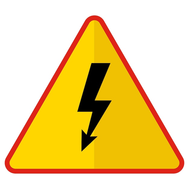 Electrical Danger red yellow triangle Concept High Voltage or thunder bolt Vector Icon Design Modern