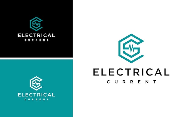 electrical flash light logo design.letter SC or CS with electrical voltage vector template