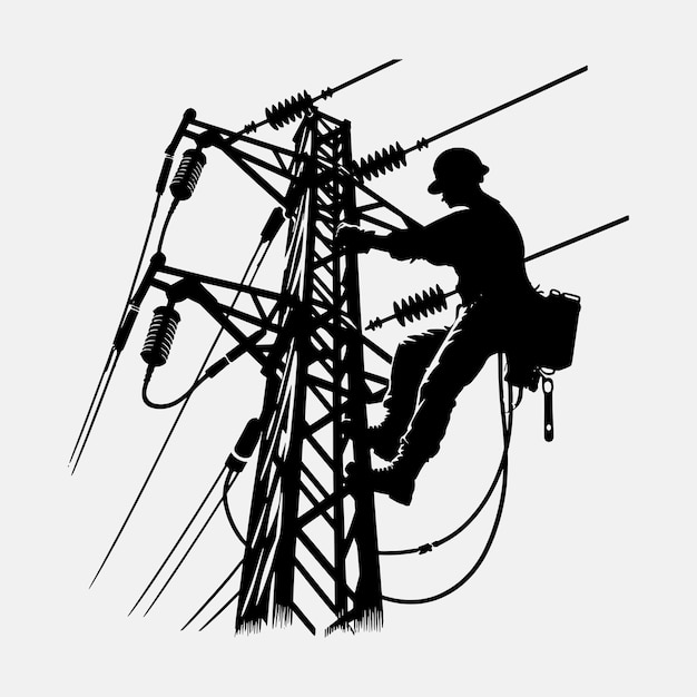 Electrical lineman vector illustration