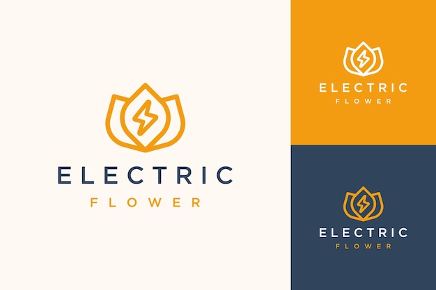 Electrical logo design or flowers with lightning