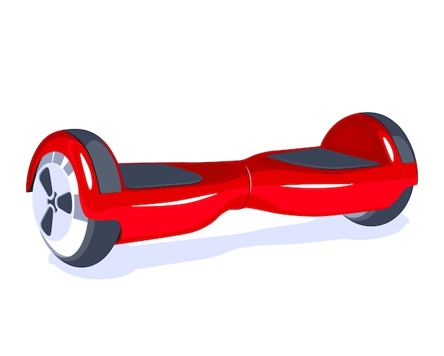 Electrical modern eco transport red hoverboard isolated