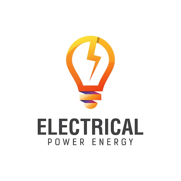 Electrical power energy with bulb gradient logo design template