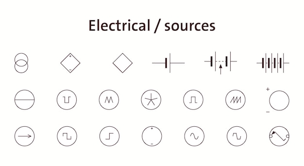 Electrical Sources Electronic circuit symbols Illustration of basic circuit symbols