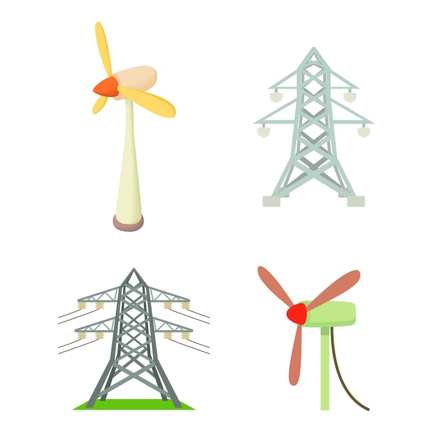 Electrical tower icon set 