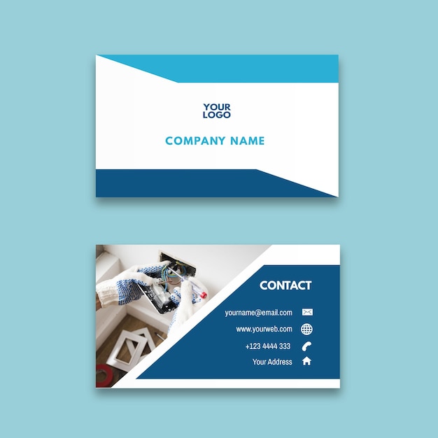 Electrician ad horizontal business card template