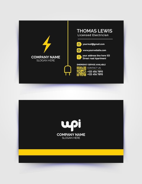 Electrician and electrician specialist Business card Design handyman Business card Design