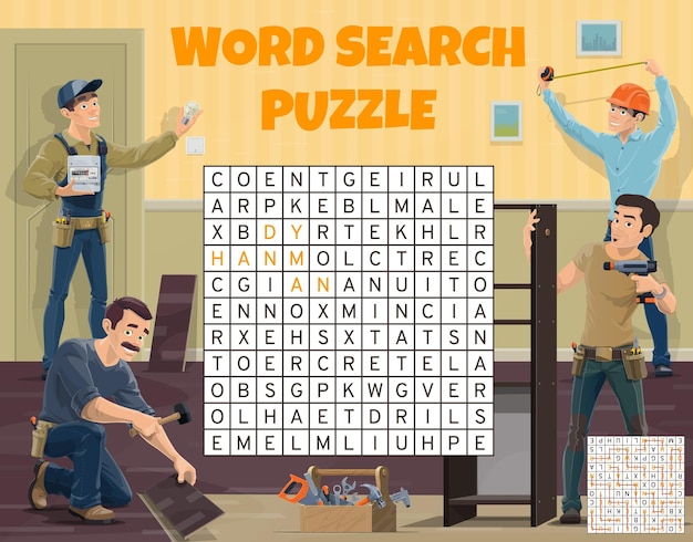 Electrician engineer builder word search puzzle