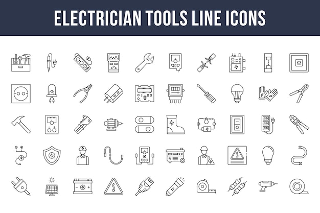 Electrician Tools Line Icons