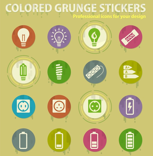 Electricity colored grunge icons