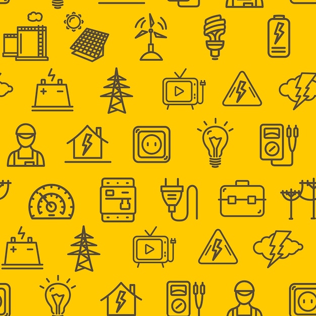 Electricity Signs Seamless Pattern Background Vector