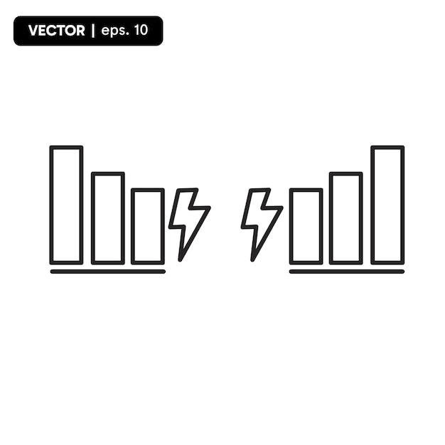 electricity statistics up and down icon electricity investment up and down icon wasteful and economical use of electricity vector illustration