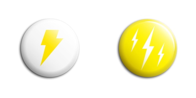 Electricity white and yellow buttons with shadows Vector illustration