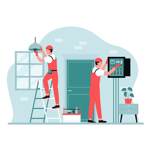 Electricity workers illustration concept