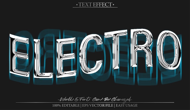 Electro Vector Text Effect Editable Alphabet Sound Music Techno Vibration Energy Blue