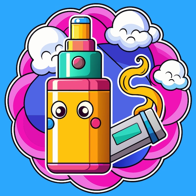 Vector electronic cigarette vape with smoke vector icon vector illustration kawaii