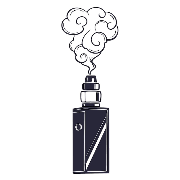 Electronic cigarette vape with smoke vector icon