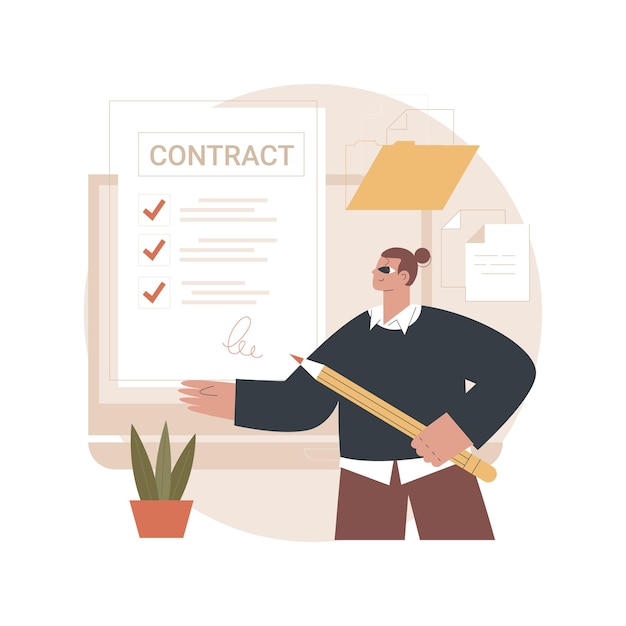 Vector electronic contract abstract concept illustration