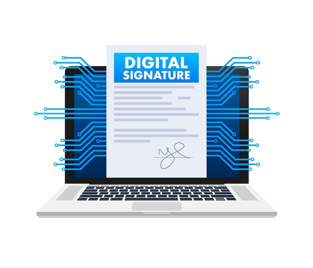 Electronic contract or digital signature concept Vector stock illustration