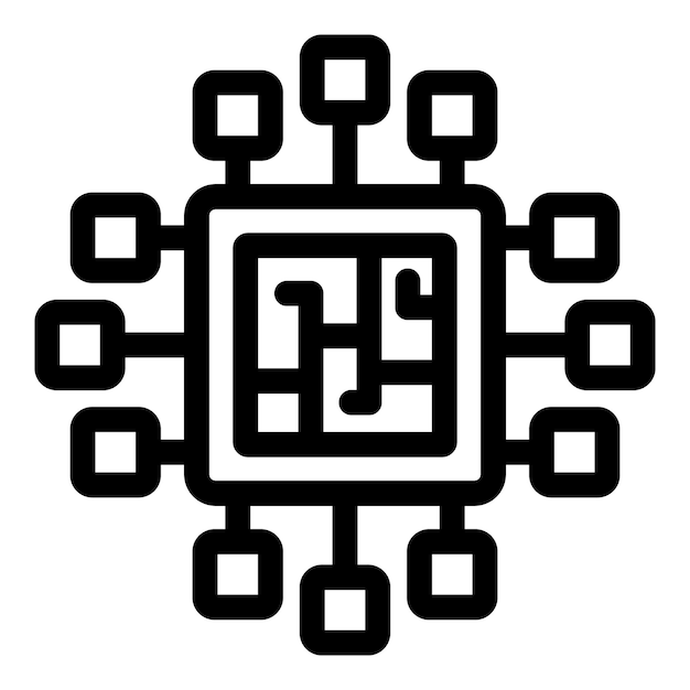 Vector electronic microchip icon representing semiconductor manufacturing process