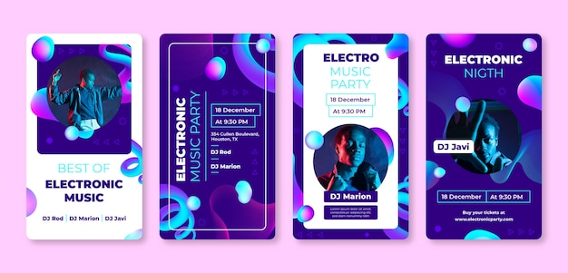 Electronic music event instagram stories collection